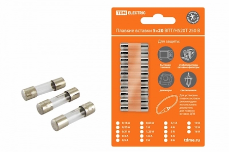 TDM ELECTRIC SQ0738-0015 Плавкая вставка Н520Б 8А 250В TDM упак (10 шт.)